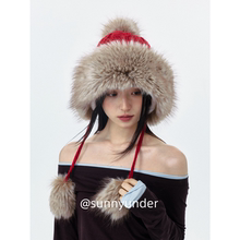 毛绒护耳帽子女秋冬季韩版日系度假防寒保暖毛边显脸小针织帽ins