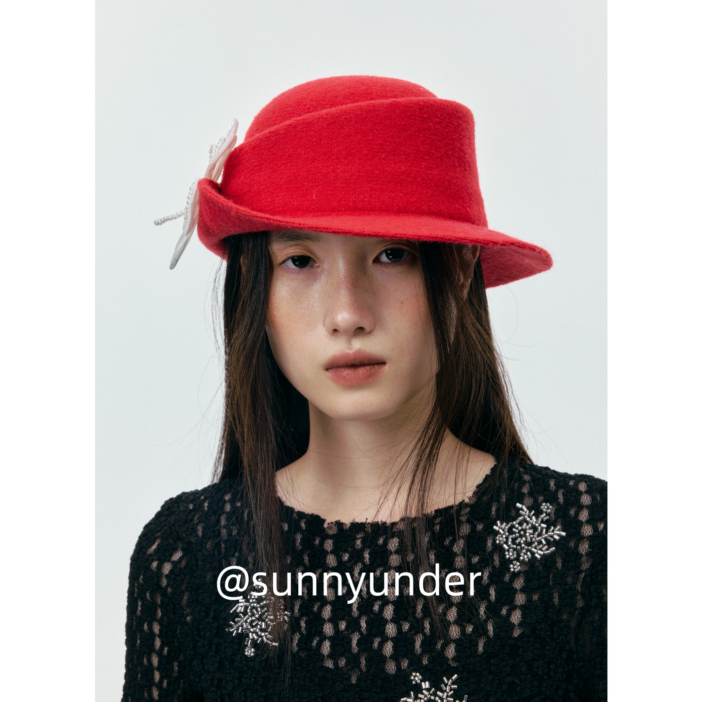 手作法式优雅大花朵千金风礼帽女秋冬贝雷帽复古时尚显脸小渔夫帽