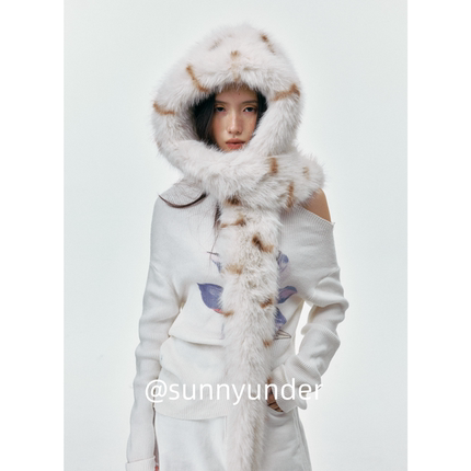 氛围感加绒加厚毛绒帽子围巾一体连帽女冬季韩系防寒保暖护耳帽潮