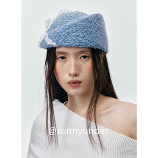 时髦针织贝雷帽子女秋冬英伦复古洋气法式空姐帽韩系小礼帽潮ins