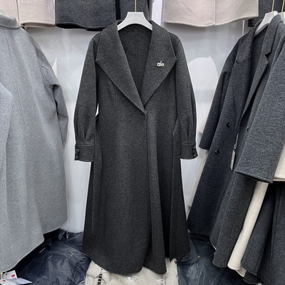 气质双面羊毛呢大衣女冬季修身显瘦绑带高质感中长款呢子外套