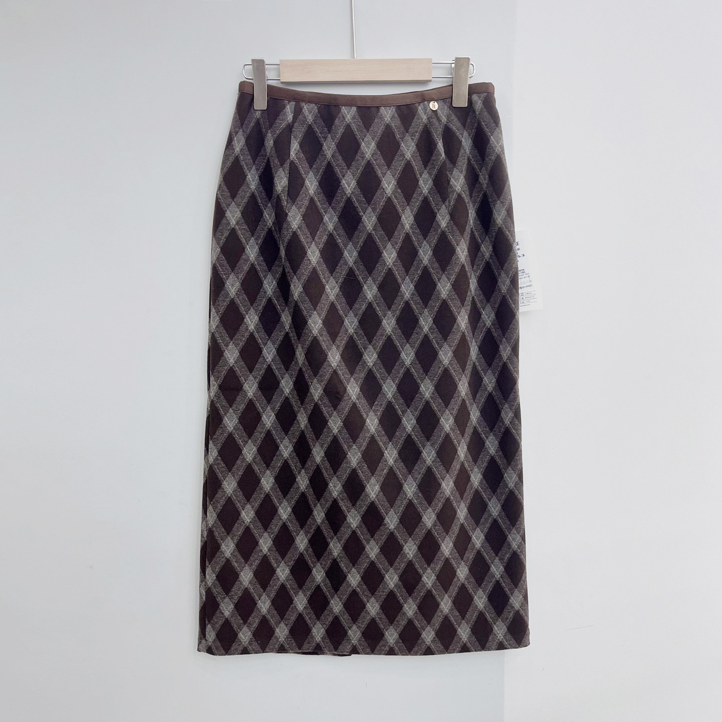 美拉德格子半身裙女秋冬季中长款一步裙过膝后开叉包臀裙子