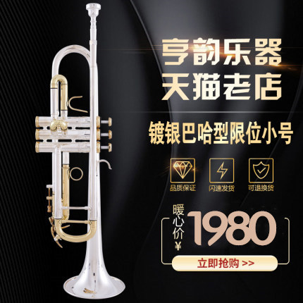 亨韵乐器降B调小号镀银小号双立柱巴哈型小号双色小号带限位包邮