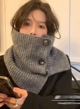 韩国ins复古保暖围脖冬季新款围脖百搭休闲脖套防寒针织网红围巾