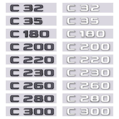 适用于新款奔驰C级车标C200L C260L C300L4MATIC改装后尾标字标贴