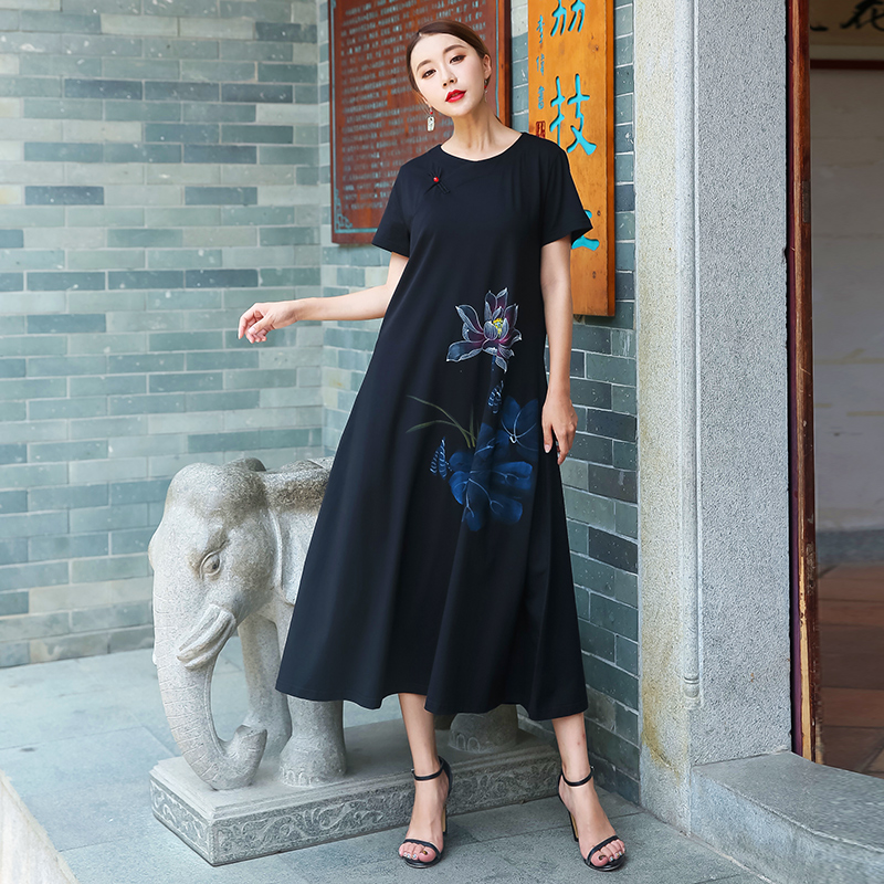 清货特价胖妹妹大码夏装短袖女胖mm遮肚连衣裙大码裙子宽松长款
