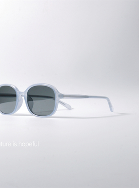 韩版浅蓝色椭圆框墨镜UV400防紫外线小众TR90镜框近视潮太阳眼镜