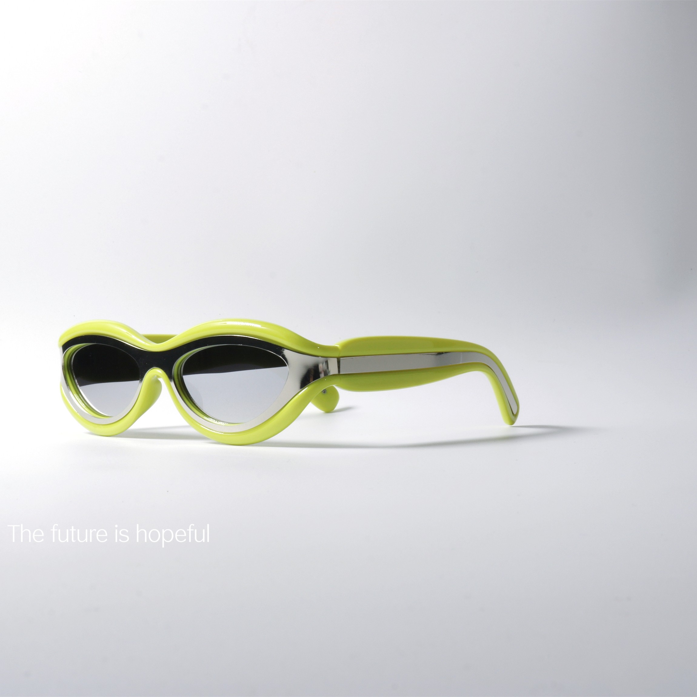 小众荧光黄配色层次感墨镜UV400防紫外线辐射面具造型潮太阳眼镜