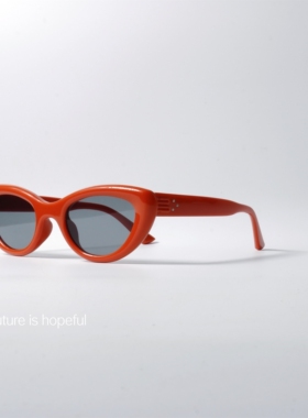 韩版gm风格橘红色猫眼墨镜UV400防紫外线辐射配近视小众太阳眼镜