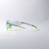 无框变色骑行太阳眼镜UV400防紫外线辐射荧光绿色防风墨镜平光镜