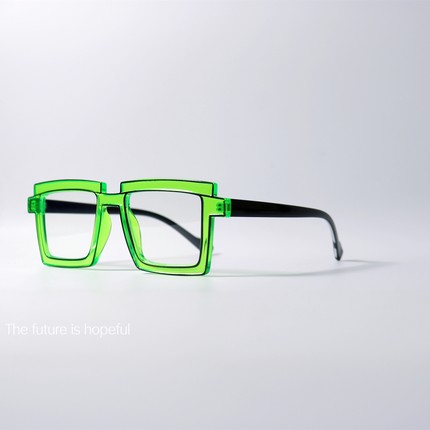 涂鸦元素线条设计防蓝光眼镜TR90护目可配近视荧光绿色平光眼镜框