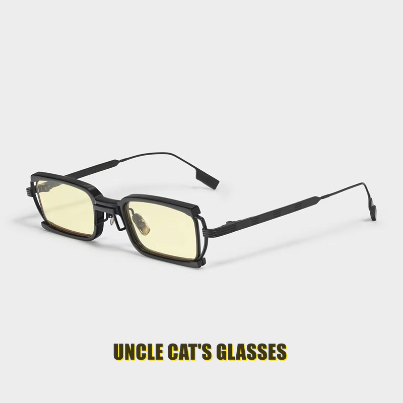 机能风黑框黄色墨镜UV400朋克镂空可配近视太阳眼镜防蓝光眼镜架