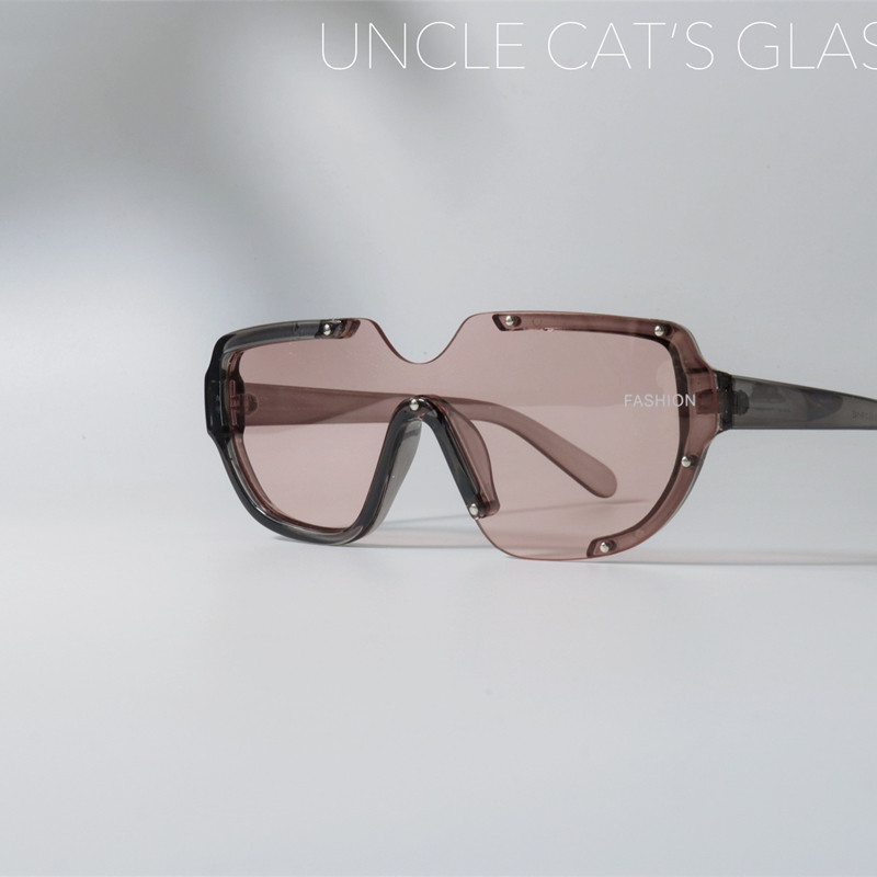 撞色设计连体一片式墨镜UV400防紫外线个性前卫太阳镜防蓝光眼镜