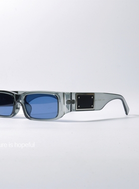 长方形窄框小众蓝色墨镜UV400防紫外线辐射可配近视个性太阳眼镜