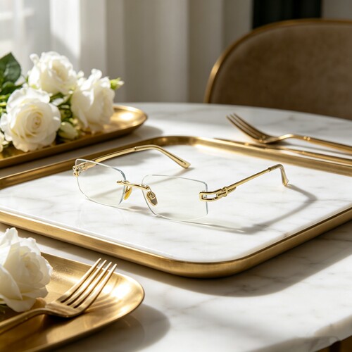 无框轻盈防蓝光UV400平光眼镜