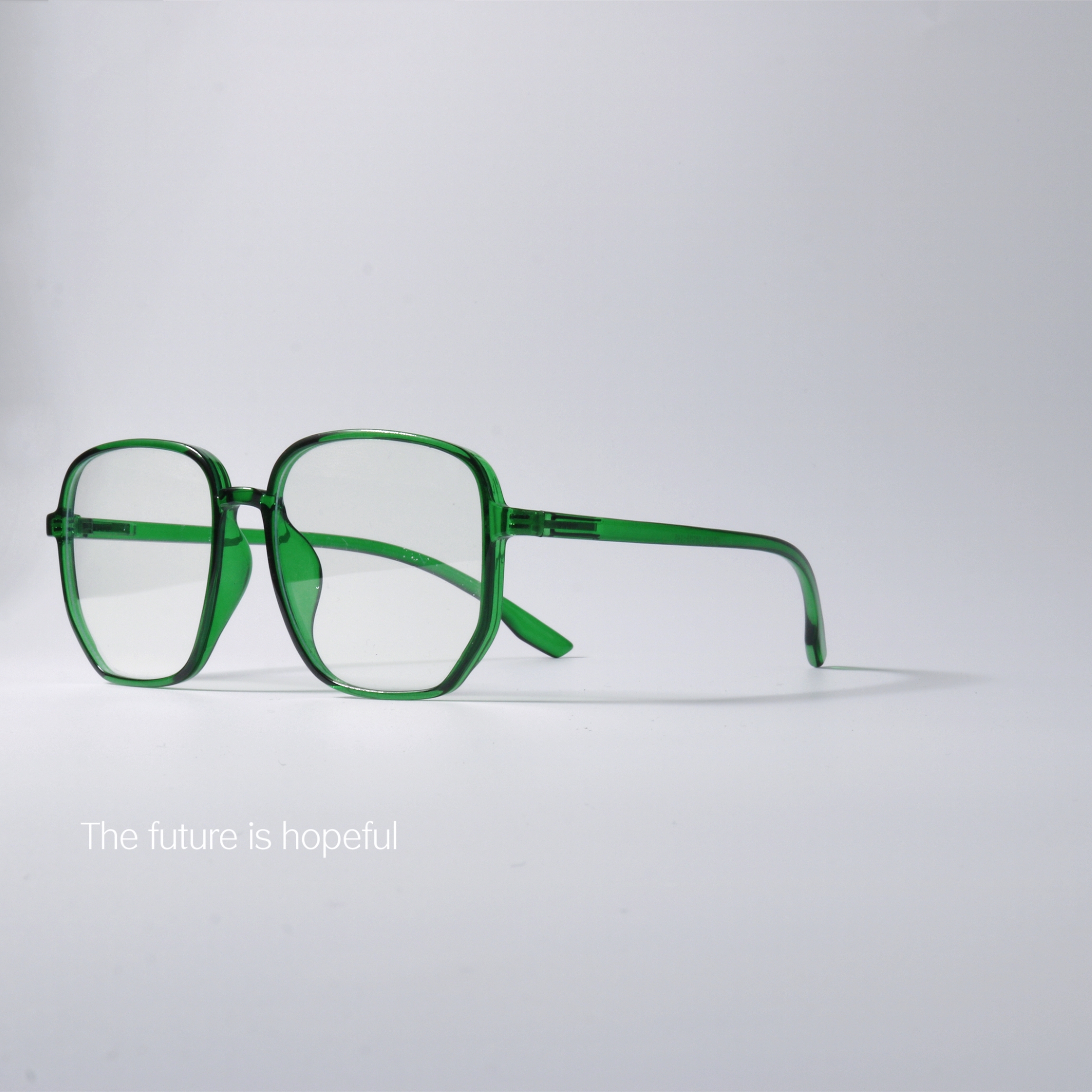 祖母绿色方形大框可配近视眼镜框