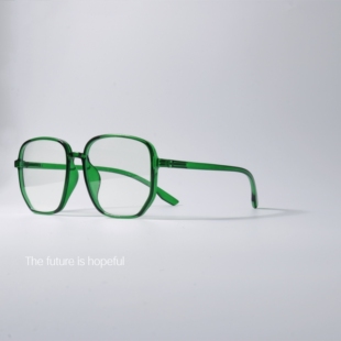 祖母绿色方形大框眼镜防蓝光平光镜可配近视超轻学生TR90眼镜框架