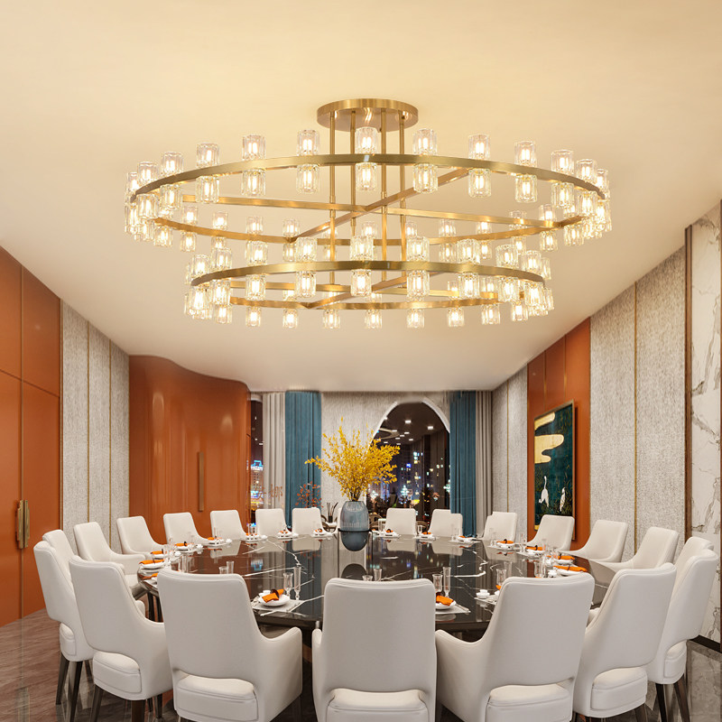 现代简约包厢吊灯酒店大堂餐厅高档包间别墅客厅圆形玻璃水晶灯具