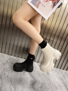 新款 欧货厚底马丁靴女2024春季 英伦风真皮单里烟筒靴切尔西短靴女