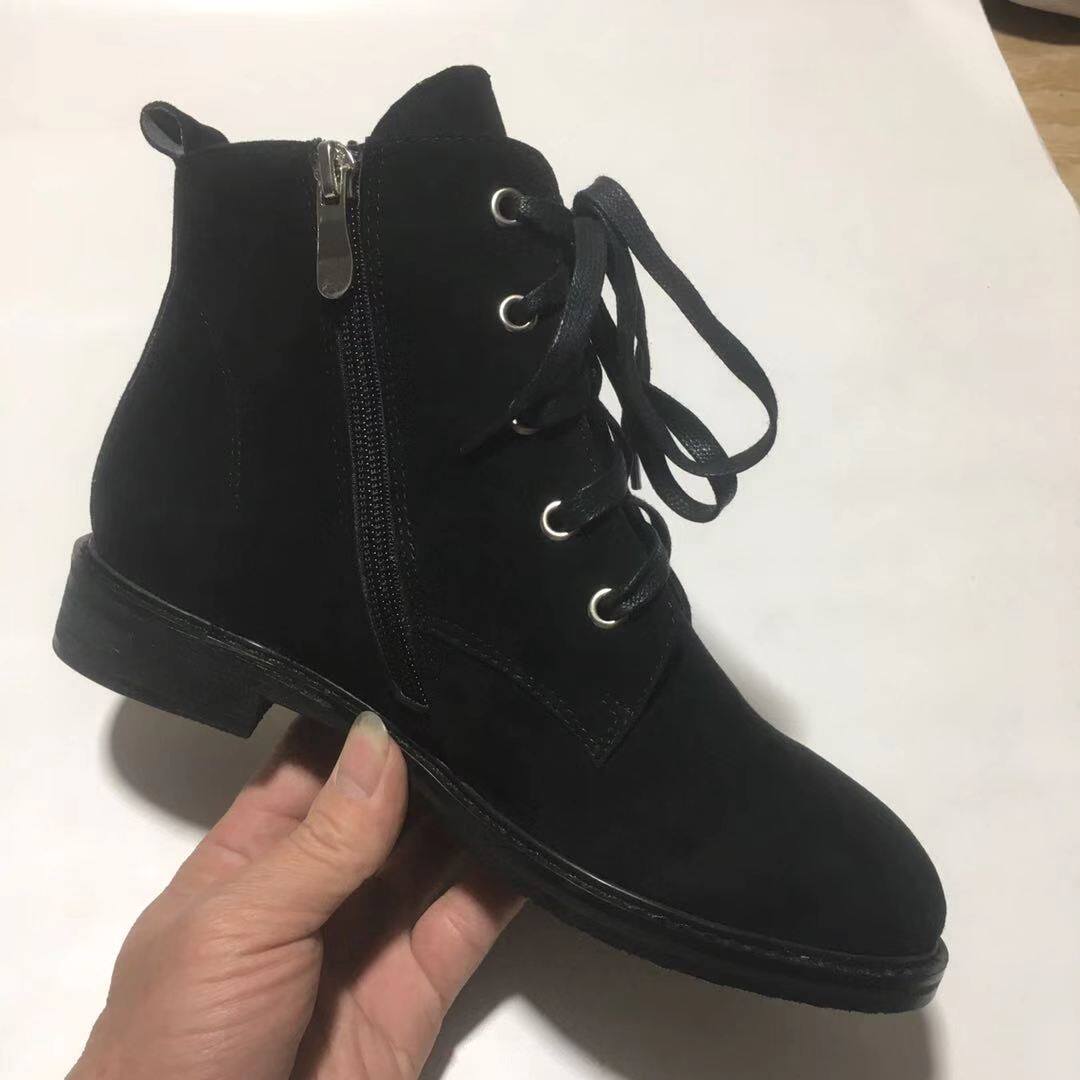 定制手工女士短靴磨砂短筒平底女靴大码小码真皮骑士靴切尔西棉靴