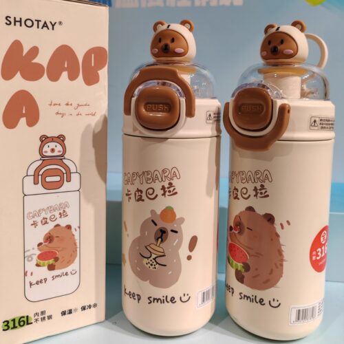 SHOTAY卡皮巴拉保温杯316L儿童高颜值便携可爱水杯