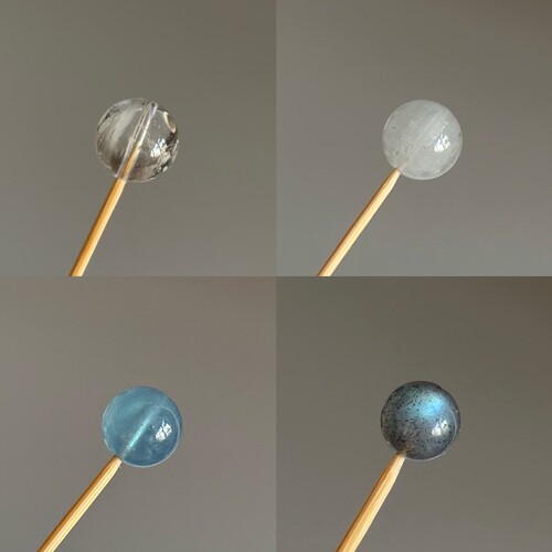 天然水晶单珠 海蓝宝蓝兔毛月光石 一物一图 diy单珠