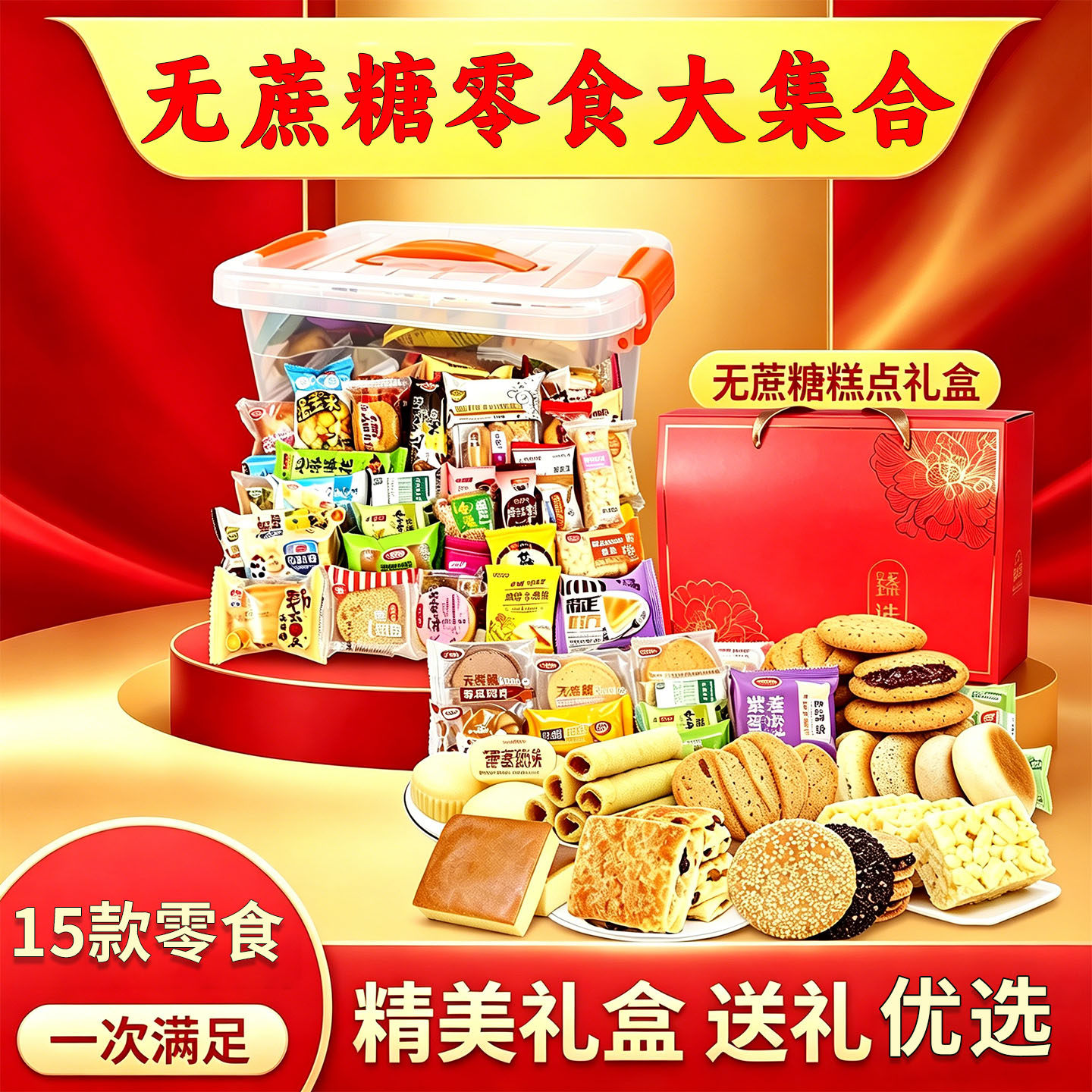 木糖醇无糖精糕点饼干非糖尿人中老年专用血糖友高人群孕妇控零食