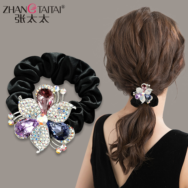 橡皮筋发圈女简约马尾扣头花韩国扎头发加粗水钻头绳成人头饰发绳