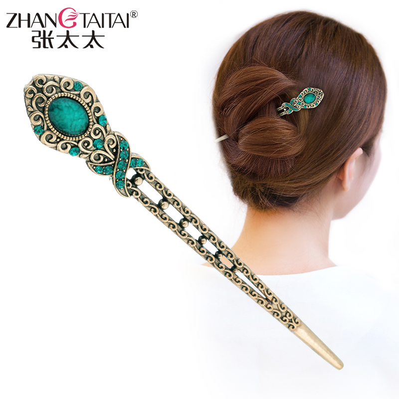 Mrs. Chang Jewelry Antiquity Hanfu Hairpin Flaxen Hair Headdress Metal Rhinestone classical Hairpin Hairpin Card issuancein the Accessories/Fashion Jewelry, Hair Accessories  category - from Buy2taobao.com to provide professional Taobao agent buy service