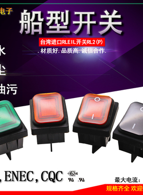 台湾进口RLEIL 船型开关RL2(P) 防水防尘防油污 四脚两档翘板开关