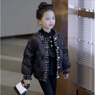 女童小香风外套棉服2024秋冬季新款加厚上衣中大童保暖短款棉衣潮
