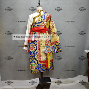 来图定制高定藏族舞蹈演出服藏袍男表演服饰秋冬拉萨藏族嘉绒藏族