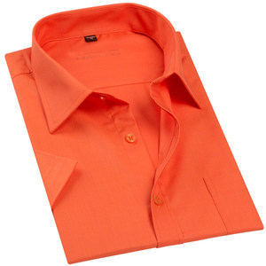 男士桔红色短袖衬衫艳色橙色桔色