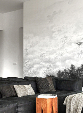 烟微Atmosphere 新中式现代简约迷雾竹林壁画 客厅沙发墙卧室壁纸