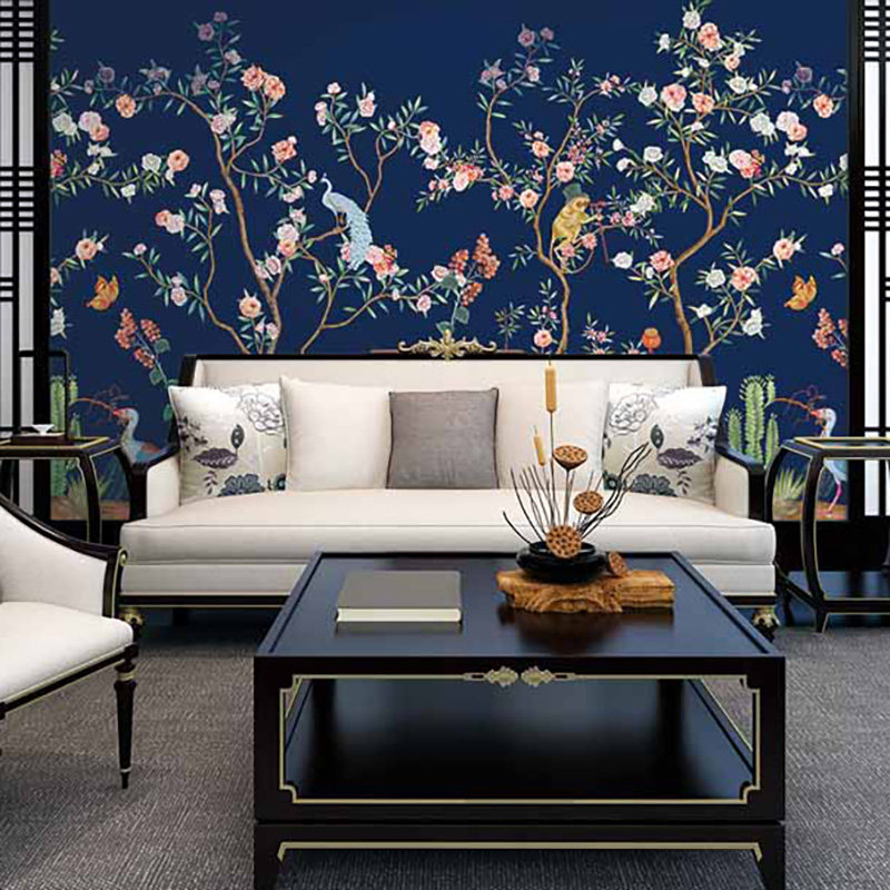 爱朵甄选无缝定制壁画 现代简约美式轻奢新新中式花鸟背景墙壁画,家装主材,定制壁画,淘宝优惠券,粉丝福利购,淘宝优惠卷