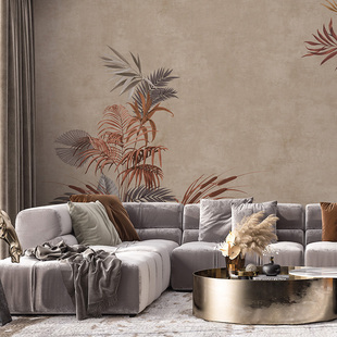 爱朵无缝定制壁画 现代简约 美式轻奢 新中式 背景墙植物叶子墙纸