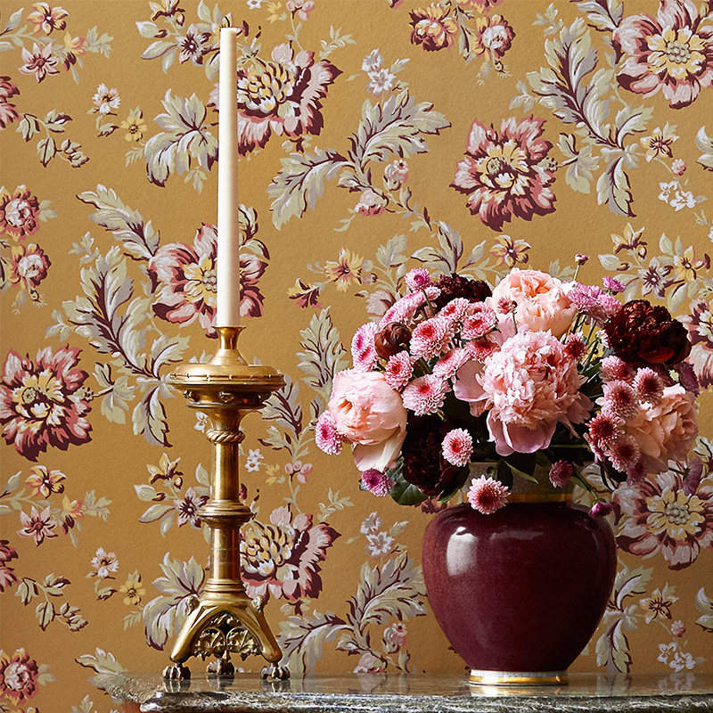 爱朵 美式油画大花无缝墙布个性定制壁画卧室沙发电视背景墙壁纸