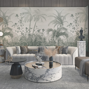 爱朵正品 无缝定制墙布壁画 现代简约 美式轻奢 树林叶子背景壁画