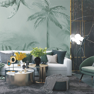 爱朵正品 无缝定制墙布壁画 现代简约 美式轻奢 叶子风景背景壁画