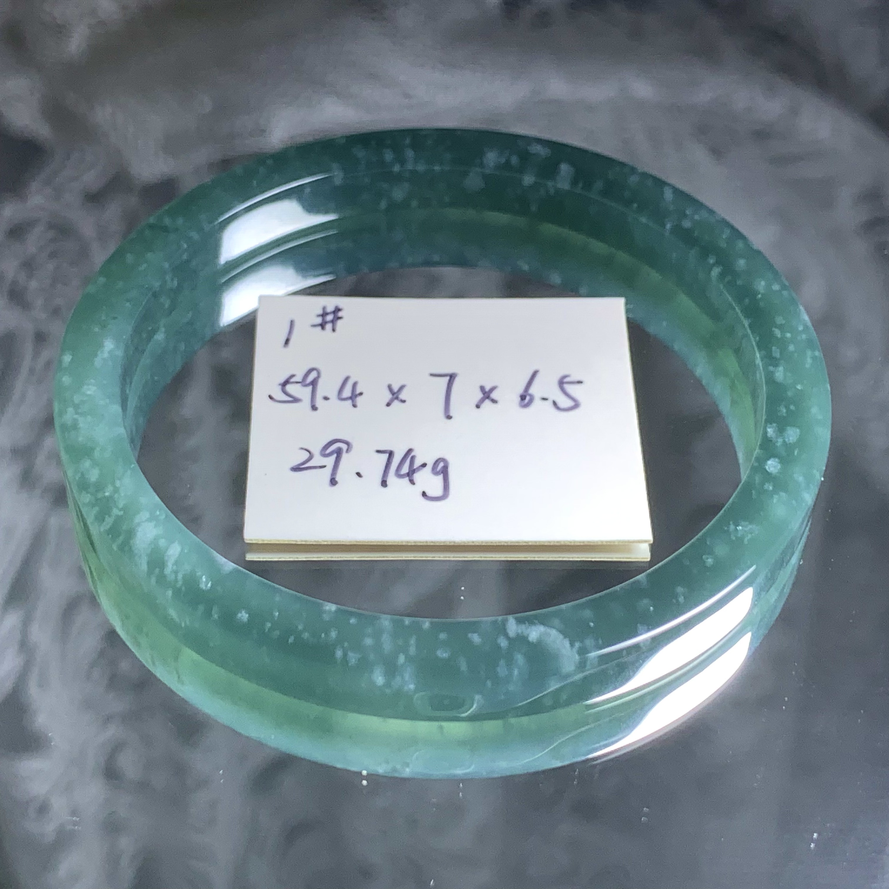 ⑪带证】天然A货危地马拉木那雪花棉海蓝水翡翠方镯叮当圆条手镯图片