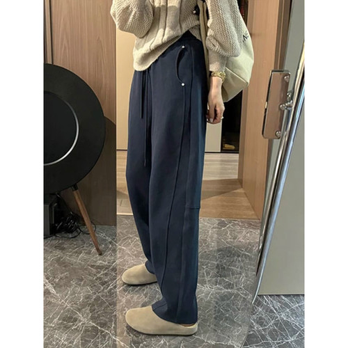 小个子弯刀卫裤女秋冬休闲运动直筒阔腿裤香蕉镰刀裤子