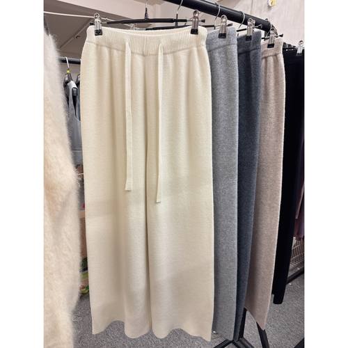 羊毛超软糯加厚松紧腰针织裤拖地裤