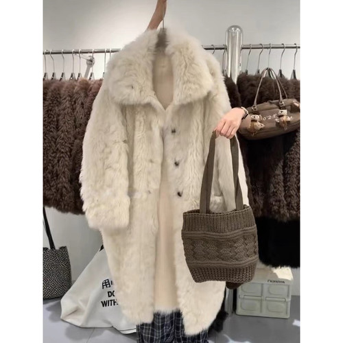 时尚高级感休闲洋气长款保暖大衣女冬季2025新款气质宽松毛绒外套