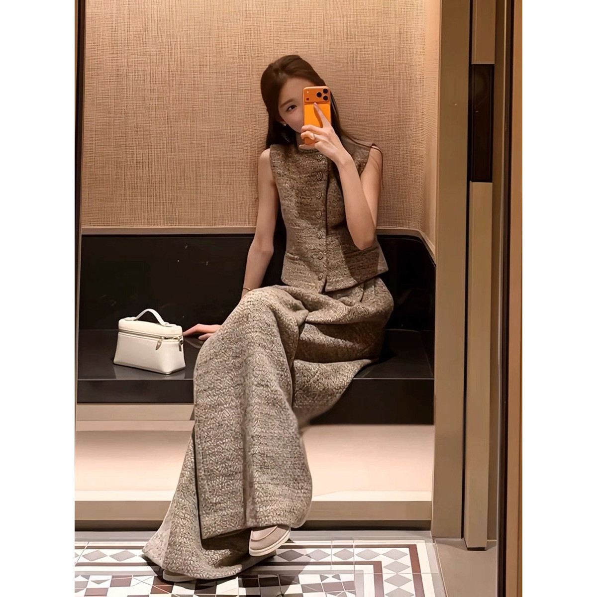 复古轻奢风马甲套装女2026新款粗花呢坎肩马夹外套阔腿裤两件套装