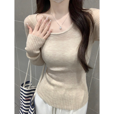 实拍实价 夏季韩版纯欲修身收腰6羊毛针织衫内搭打底毛衣女