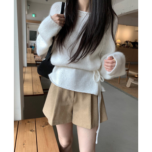 甜美系腰带毛衣衫 ins 更新韩国chic秋冬新款 已出货尺码