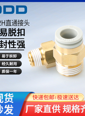 气动快速接头空压机白色PC802KQ2H螺纹直通快插KQ2S8-01S