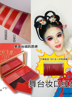 艺彩文墨舞台妆四色哑光雾面持久口红盘唇彩盘化妆师影楼专用