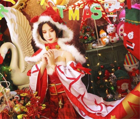 王者cos服装法师貂蝉 cos貂蝉荣耀圣诞恋歌衣服假发鞋子全套
