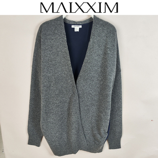 慢系美品牌轻奢高端羊绒混纺针织衫 真丝面料潮流拼接毛衣 女开衫